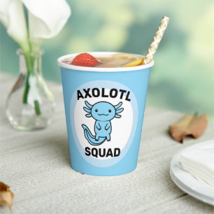 Funny cute Axolotl Squad custom editable blue Paper Cups