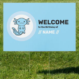 Funny cute Axolotl Squad custom editable blue Sign