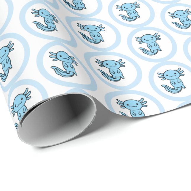 Funny cute Axolotl Squad custom editable blue Wrapping Paper (Roll Corner)