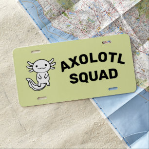 Funny cute Axolotl Squad custom editable green License Plate