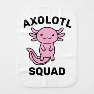 Funny cute Axolotl Squad custom editable pink Baby Burp Cloth