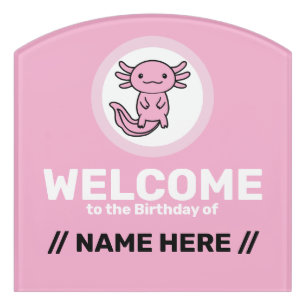 Funny cute Axolotl Squad custom editable pink Door Sign