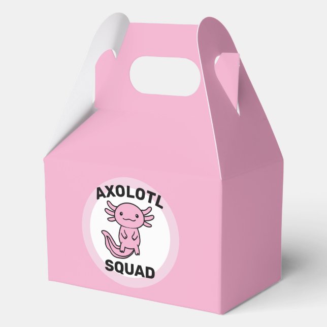 Funny cute Axolotl Squad custom editable pink Favor Boxes (Front)