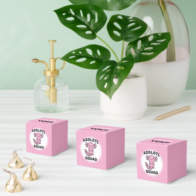 Funny cute Axolotl Squad custom editable pink Favor Boxes (Multiple)