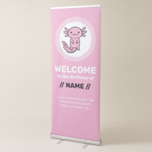 Funny cute Axolotl Squad custom editable pink Retractable Banner