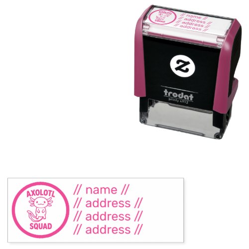 Funny cute Axolotl Squad custom editable pink Self-inking Stamp
