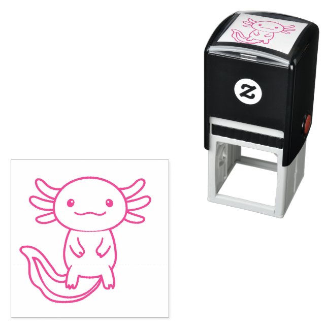 Funny cute Axolotl Squad custom editable pink Self-inking Stamp (In Situ)