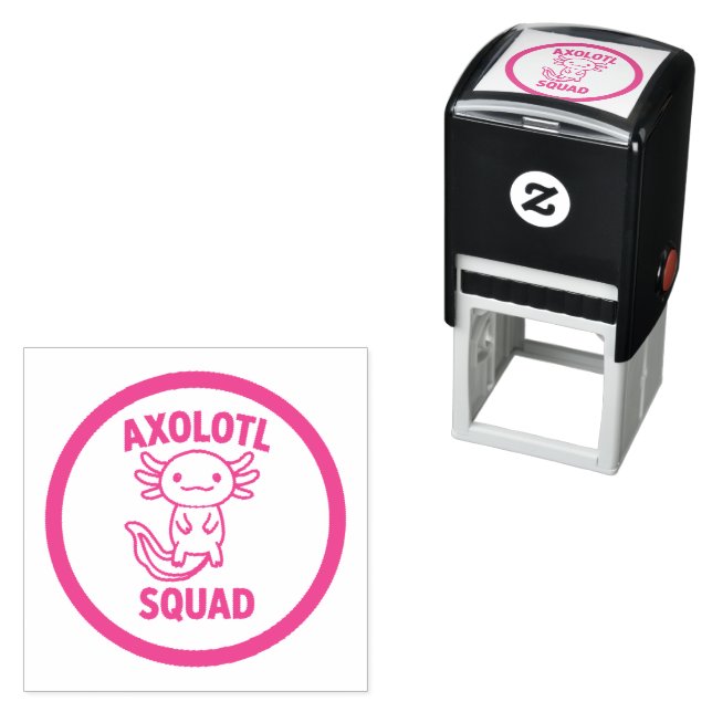 Funny cute Axolotl Squad custom editable pink Self-inking Stamp (In Situ)