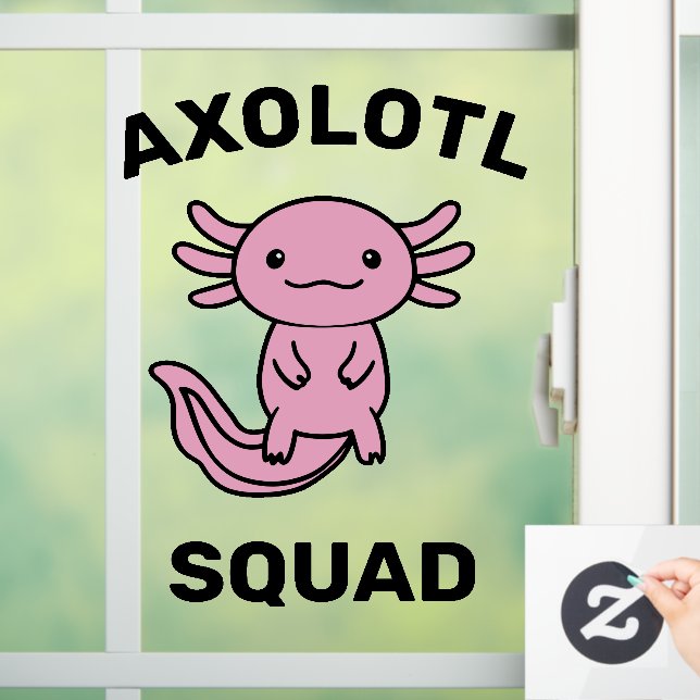 Funny cute Axolotl Squad custom editable pink Window Cling (Home)