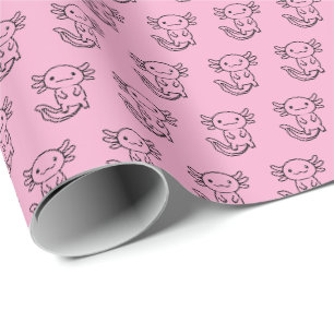 Funny cute Axolotl Squad custom editable pink Wrapping Paper