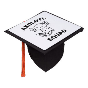 Funny cute Axolotl Squad custom editable white Graduation Cap Topper