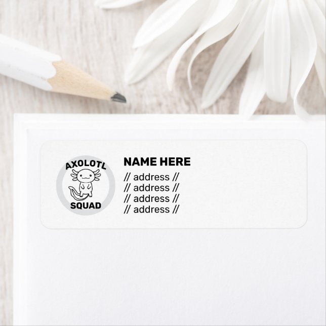 Funny cute Axolotl Squad custom editable white Label (Insitu)