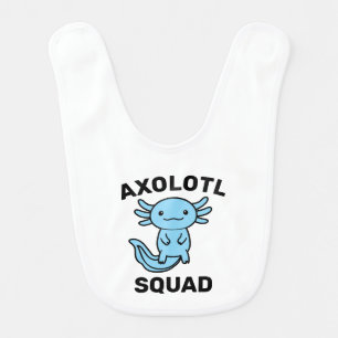 Funny cute Axolotl Squad Party editable blue pink Baby Bib