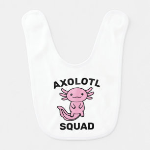 Funny cute Axolotl Squad Party editable blue pink Baby Bib