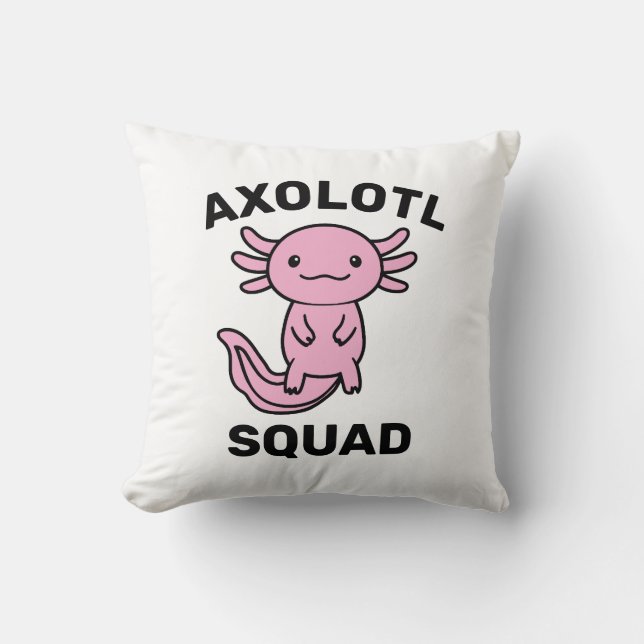 Funny cute Axolotl Squad Party editable blue pink Throw Pillow (Front)