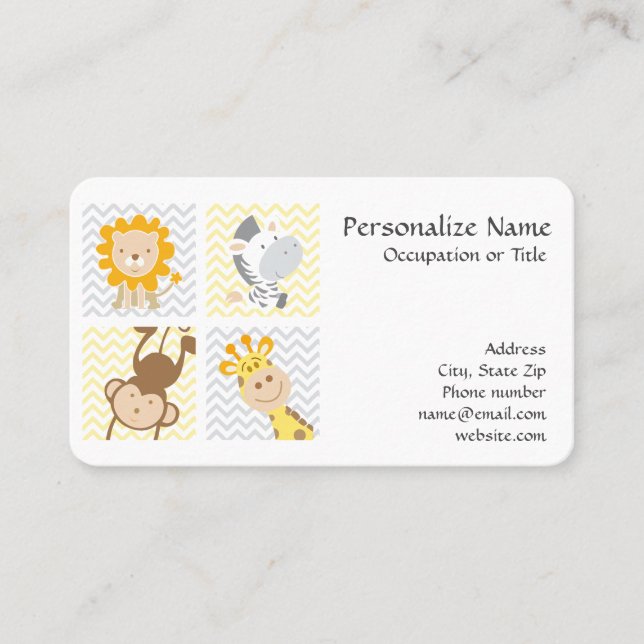 Funny & Cute Baby Animals Business Card (Front)