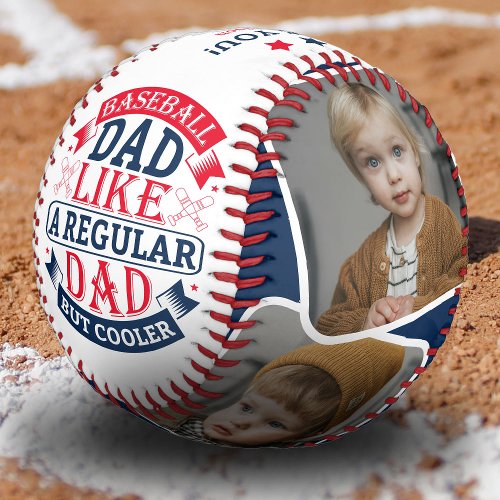 Funny Cute Baseball Dad 4 Photo Father Gift