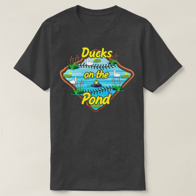Funny Cute Baseball Saying Ducks on the Pond Softb T-Shirt (Design Front)