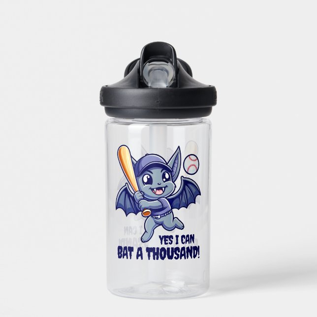 Funny Cute Bat Yes You Can Bat a Thousand! Water Bottle (Front)