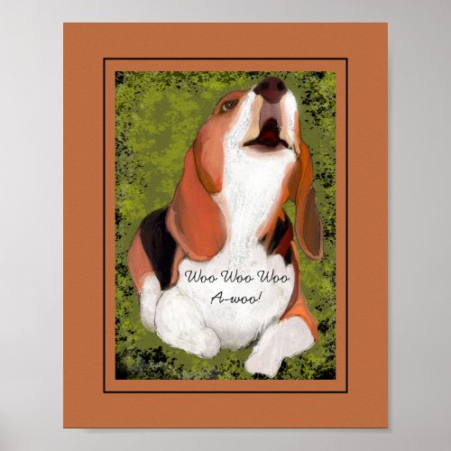Funny Cute Beagles Howling Poster