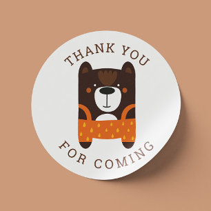Funny cute bear. Kids zoo birthday thank you Classic Round Sticker