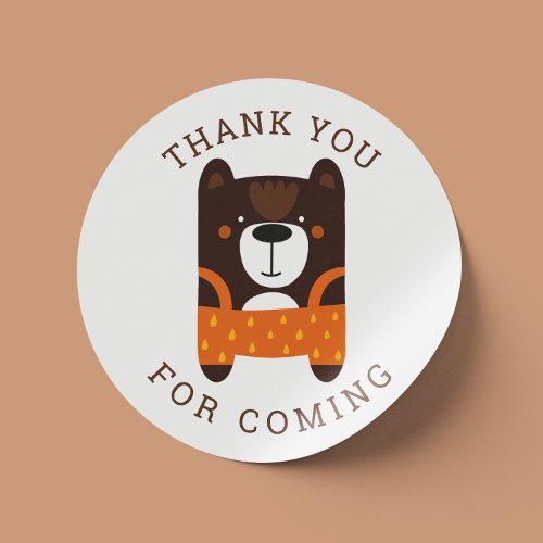 Funny cute bear Kids zoo birthday thank you Classic Round Sticker
