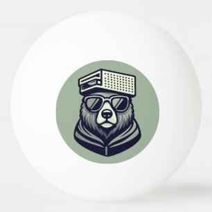Funny Cute Bear With A Cheese Graters Hat  Ping Pong Ball