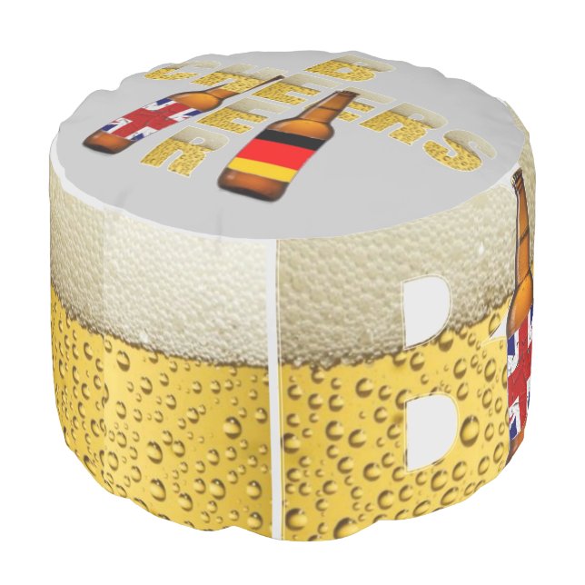 Funny Cute Beer Round Pouf (Angled Back)