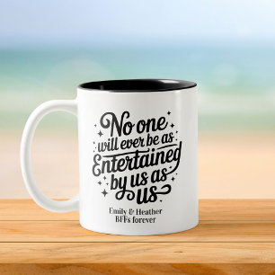 Funny Cute BFFs Bestie Swirly Friendship Two-Tone Coffee Mug