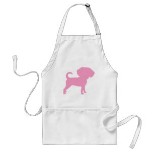 Funny Cute Big Head Puggle Dog (pink) Adult Apron