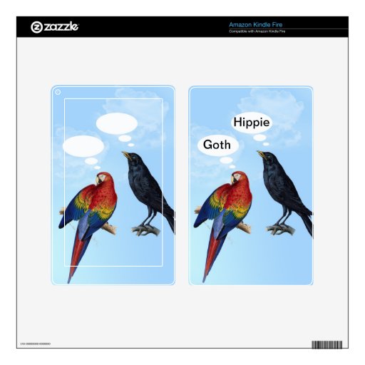 Funny cute bird insults - Goth, Hippie Kindle Fire Decal | Zazzle