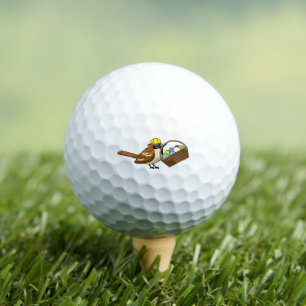 Funny Cute Bird with Colorful Eggs Basket Golf Balls