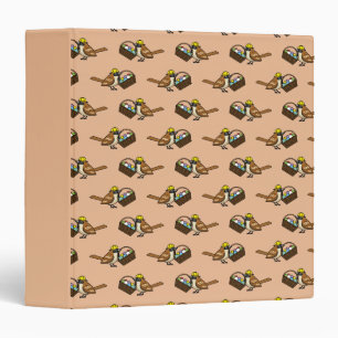 Funny Cute Bird with Colorful Eggs Basket Pattern 3 Ring Binder