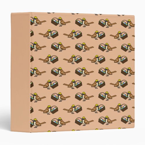 Funny Cute Bird with Colorful Eggs Basket Pattern 3 Ring Binder