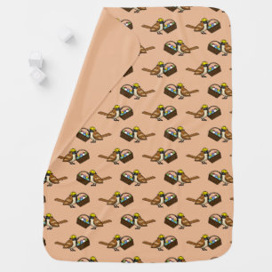 Funny Cute Bird with Colorful Eggs Basket Pattern Baby Blanket