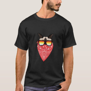Funny Cute Birman Cat Dad Red Bandana Sunglasses T-Shirt
