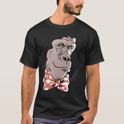 Funny Cute Black And White Gorilla T_Shirt
