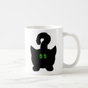 Funny cute black cat cartoon art mug design