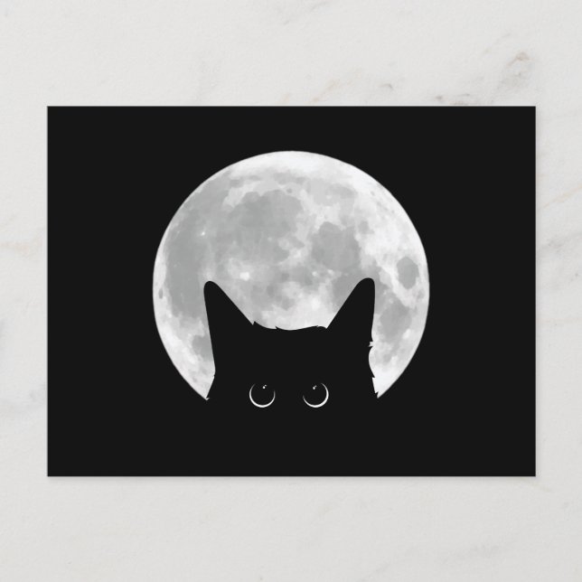 Funny Cute Black Cat Halloween Postcard (Front)