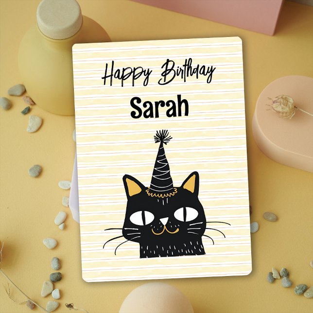 Funny Cute Black Cat Happy Birthday Card (Funny Cute Black Cat Happy Birthday Card)