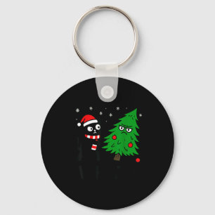 Funny Cute Black Cat What Jamas Christmas Tree Cos Keychain