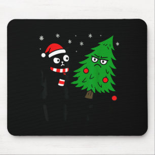 Funny Cute Black Cat What Jamas Christmas Tree Cos Mouse Pad