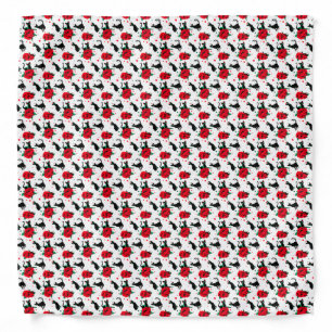 Funny Cute Black Cats Red Roses Pattern Bandana