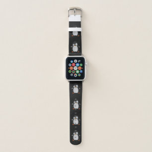 Funny Cute Black Gray Orange Angry Penguin Apple Watch Band