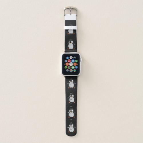 Funny Cute Black Gray Orange Angry Penguin Apple Watch Band