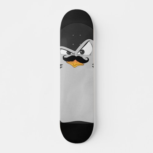 Funny Cute Black Gray Orange Angry Penguin Skateboard
