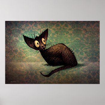 Funny Cute Black Oriental Cat Poster by StrangeStore at Zazzle
