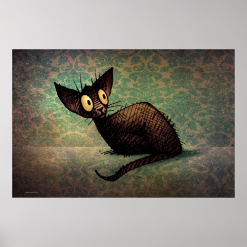 Funny Cute Black Oriental Cat Poster