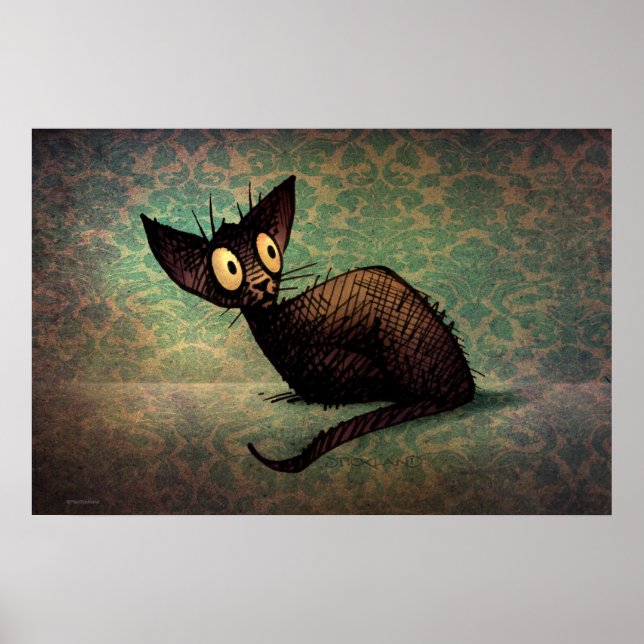 Funny Cute Black Oriental Cat Poster (Front)