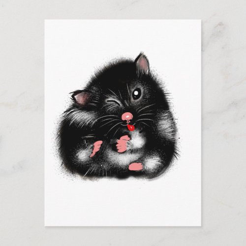 Funny cute black white syrian hamster gifts postcard